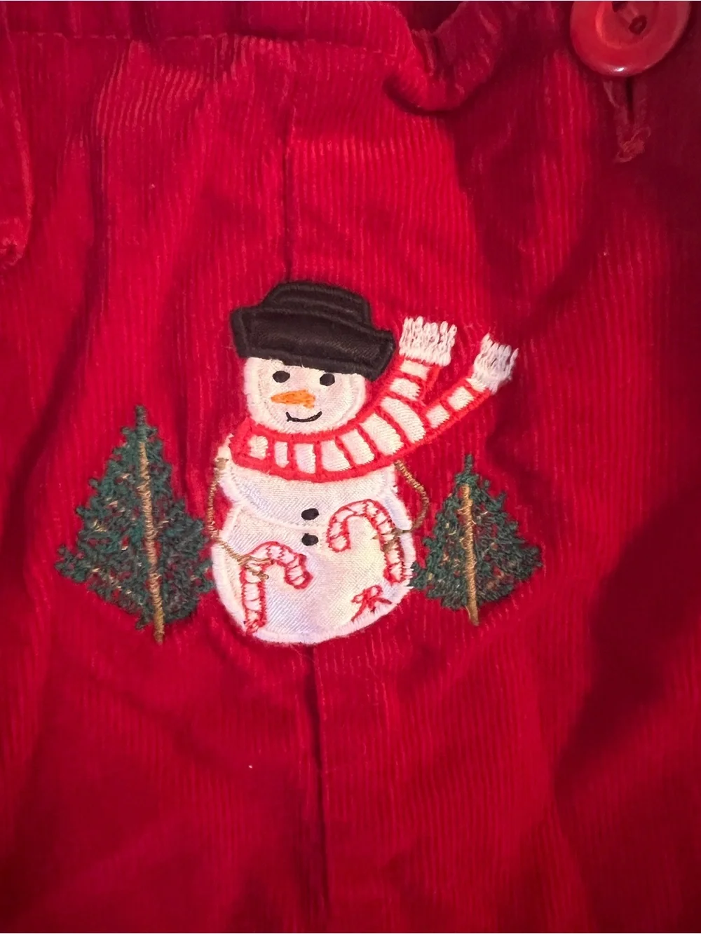 Reversible Red Polar Bear Embroidered Baby Overalls vintage 6 month